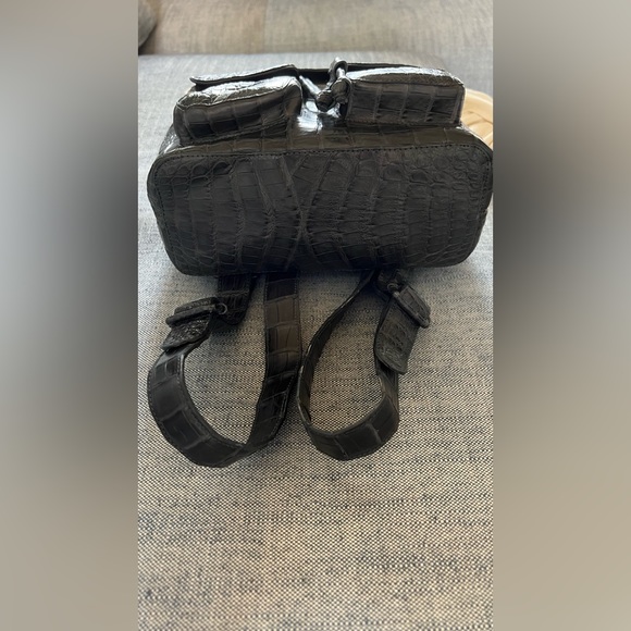 Nancy Gonzalez Authentic NEW REAL Crocodile Backpack, medium, dark gray - Picture 3 of 11